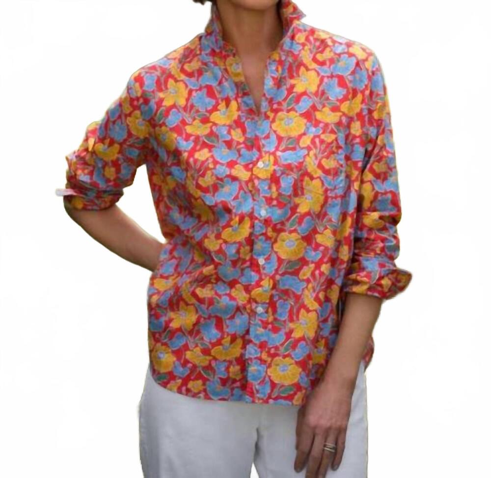 NEW FRANK & EILEEN eileen relaxed button up shirt in red flowers